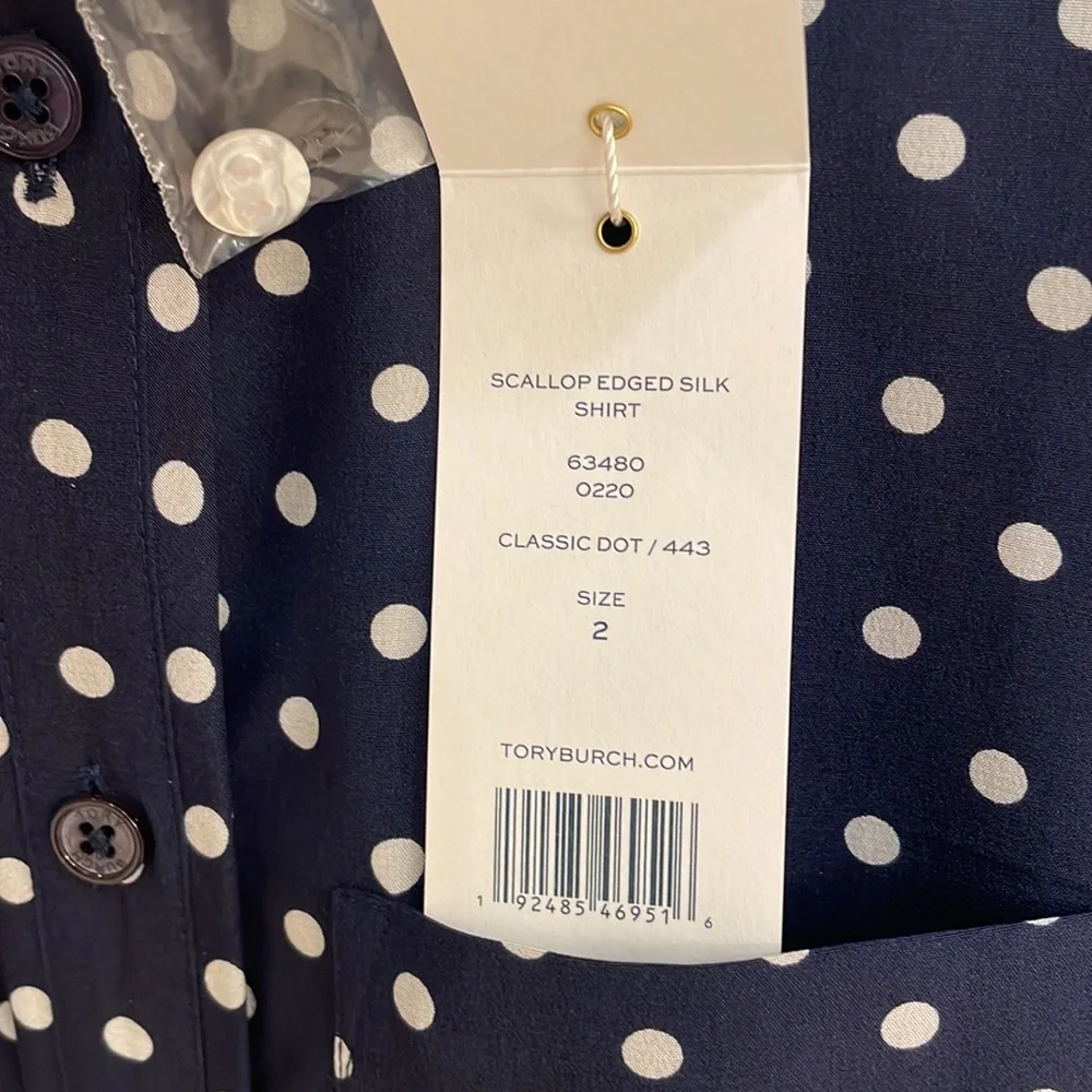 Tory Burch Scalloped Edge Silk Shirt - Picture 3 of 6